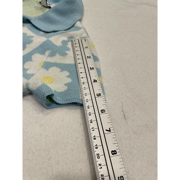 RSQ Girls Floral Sweater Dress Medium Blue White V-Neck Collared Short Sleeve - Picture 7 of 7